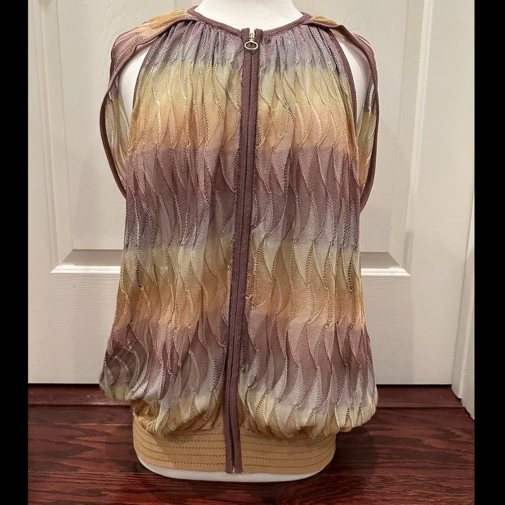 Missoni - capped sleeve tank with gold zipper - size US 6 - Picture 1 of 9